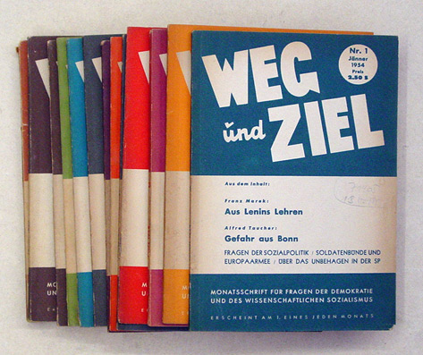Weg und Ziel. Monatsschrift für Fragen der Demokratie und des wissenschaftlichen Sozialismus. 12. Jg. (Hefte 1-12, ohne 9, mit Sonderheft März, 11 Hefte)