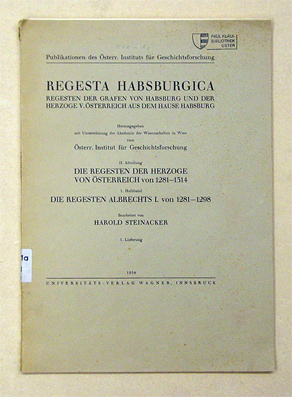 Die Regesten Albrechts I. von 1281 - 1298