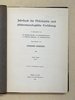 Jahrbuch für Philosophie und phänomenologische Forschung