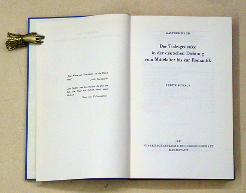 Der Todesgedanke in der deutschen Dichtung vom Mittelalter bis zur Romantik