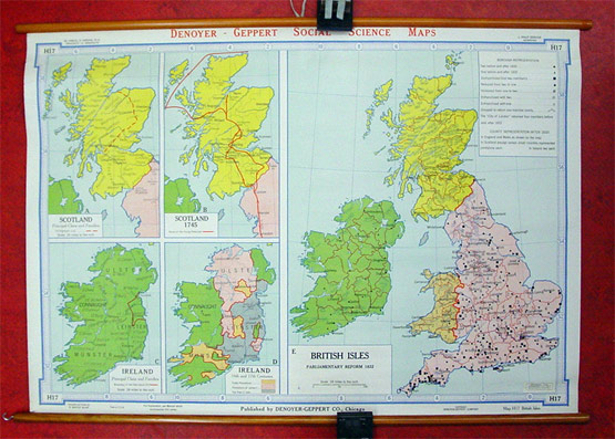 Schulwandkarte - British Islands Parliamentary reform  1832