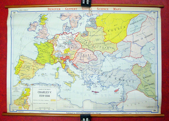 Schulwandkarte - Europe at the time of Charles V (1519-1556)