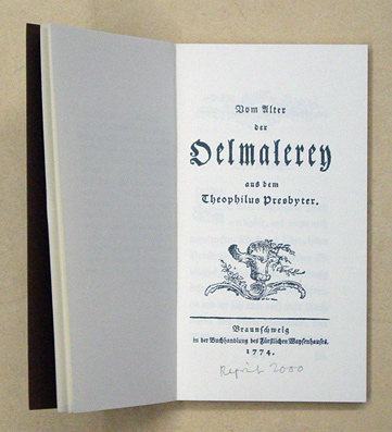 Vom Alter der Oelmalerey aus dem Theophilus Presbyter