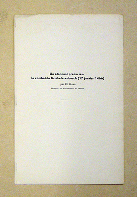 Un étonnant précurseur: le combat du Kriekelerenbosch (17 janvier 1466)
