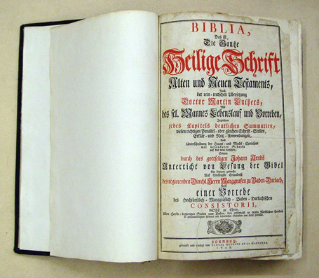 Biblia, Das ist, Die Gantze Heilige Schrift Alten und Neuen Testaments, Nach der rein-teutschen Ubersetzung Doctor Martin Luthers, des sel. Mannes Lebenslauf und Vorreden, Ingleichen jedes Capitels deutlichen Summarien [...]