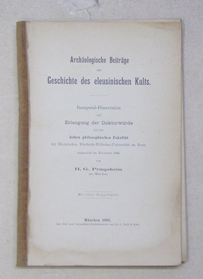 Archäologische Beiträge zur Geschichte des eleusinischen Kults