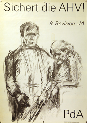 Plakat - Sicherheit für die AHV. 9. Revision: JA