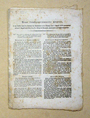 Neue institutionelle Charte, so wie dieselbe durch die Kammer der Deputirten in der Sitzung vom 7. August 1830 angenommen und am 9. August durch Philipp I., König der Franzosen, sanctionnirt und beschworen worden