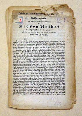 Eröffnungsrede zur ausserordentlichen Sitzung des Grossen Rathes des eidgenössischen Standes Zürich, gehalten den 11. Mai 1848 von seinem Präsidenten Herrn Dr. A. Escher