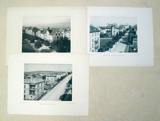 Oberstrass: Universitätsstrasse [Mit Blick auf die ETH, diese noch ohne Kuppel]; Universitätsstrasse unterer Theil; Unterstrass m. Kirche