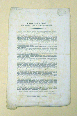 Proclamation de Sa Majesté Le Roi de France au Français [vom 28. Juni 1815]