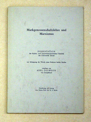 Markgenossenschaftslehre und Marxismus