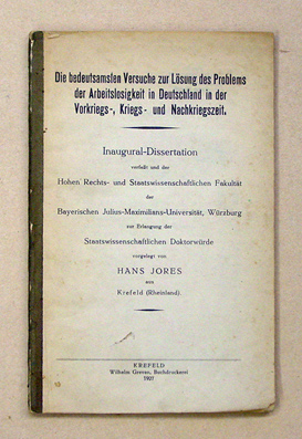 Die bedeutsamsten Versuche zur Lösung des Problems der Arbeitslosigkeit in Deutschland in der Vorkriegs-, Kriegs- und NAchkriegszeit