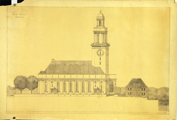Kirche Fluntern - Seitenansicht M 1:100, November 1916
