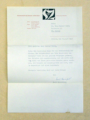 [Maschinengeschriebener Brief von Kurt Hirschfeld an Hans Rudolf Hilty]