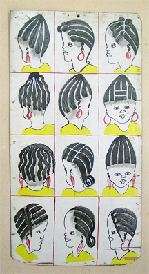 Werbetafel einer Coiffeuse aus Togo