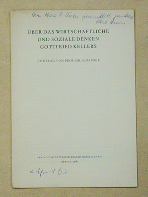 Über das wirtschaftliche und soziale Denken Gottfried Kellers