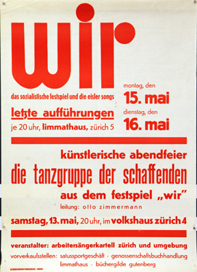 Plakat - Wir - das sozialistische Festspiel und die Eisler-Songs.