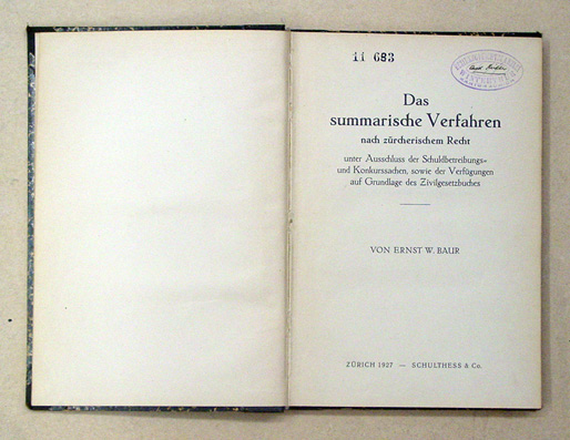 Das summarische Verfahren nach zürcherischem Recht unter Ausschluss der Schuldbetreibungs- und Konkurssachen, sowie der Verfügungen auf Grundlage des Zivilgesetzbuches