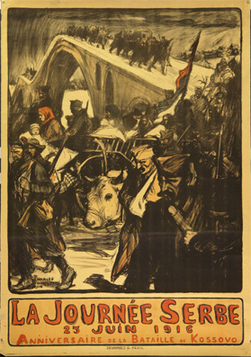 Plakat - La Journée serbe 25 Juin 1916 . Anniversaire de la Bataille de Kossovo