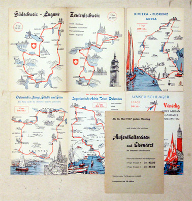 [Konvolut von 6 Prospekten (Reiseprogrammen) von Car-Reisen]