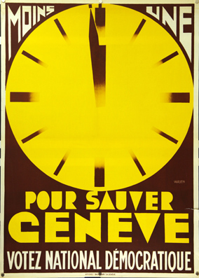 Plakat - Moins une - pour sauver Genève votez National démocratique