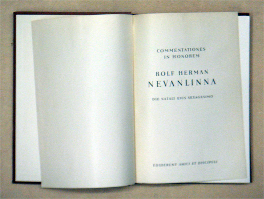 Commentationes in honorem Rolf Herman Nevanlinna
