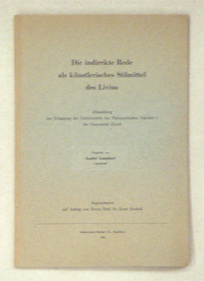 Die indirekte Rede als künstlerisches Stilmittel des Livius