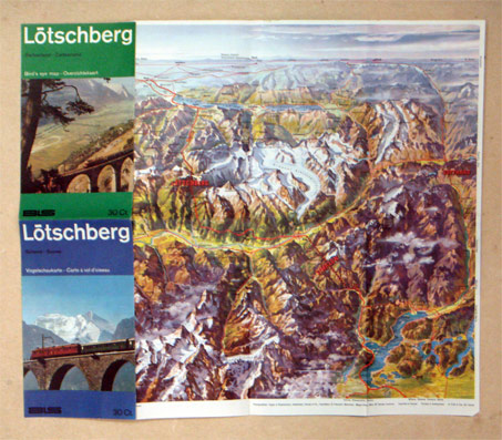Lötschberg. Vogelschaukarte - Carte à vol d’oiseau [...]