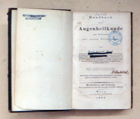 Handbuch der Augenheilkunde zum Gebrauche bei seinen Vorlesungen