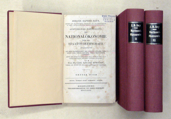 Ausführliche Darstellung der Nationalökonomie oder der Staatswirthschaft. Aus dem Französischen der fünften Ausgabe übersetzt, und, theils kritisch, theils erläuternd, glossirt, sowie mit einem vollständigen Real-Auszuge von Say's Cours d'économie politiq