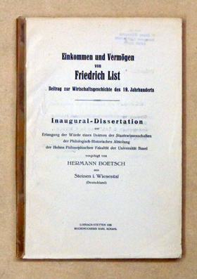 Einkommen und Vermögen von Friedrich List