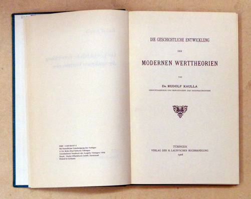Die geschichtliche Entwicklung der modernen Werttheorien