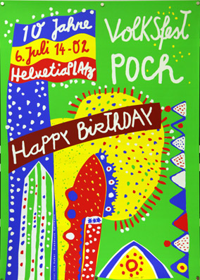 Plakat - 10 Jahre Volksfest Poch 6. Juli 14 - Happy birthday