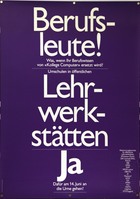 Plakat - Berufsleute! Lehrwerkstätten ja