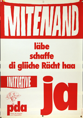 Plakat - Mitenand - läbe schaffe di gliiche Rächt haa