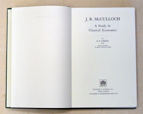 J. R. McCulloch. A Study in Economics