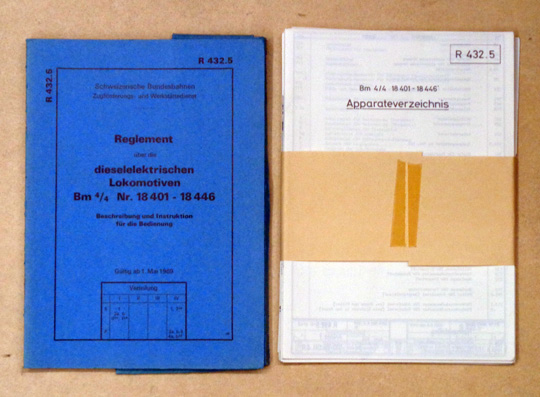 Reglement über die dieselelektrischen Lokomotiven Bm 4/4, Nr. 18401 - 18446