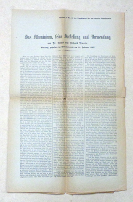 Das Aluminium, seine Darstellung und Verwendung