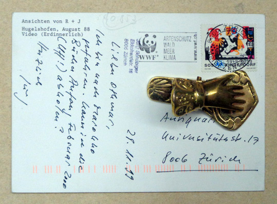 Handschriftliche Postkarte an einen Antiquaren