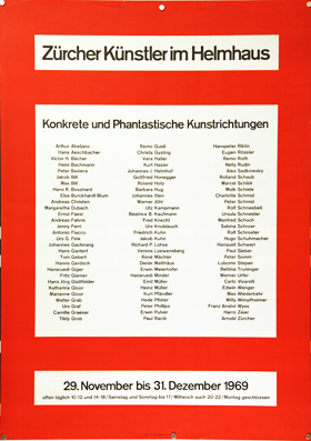 Plakat - Zürcher Künstler im Helmhaus. Konkrete und phantastische Kunstrichtungen