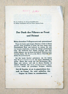 Der Dank des Führers an Front und Heimat