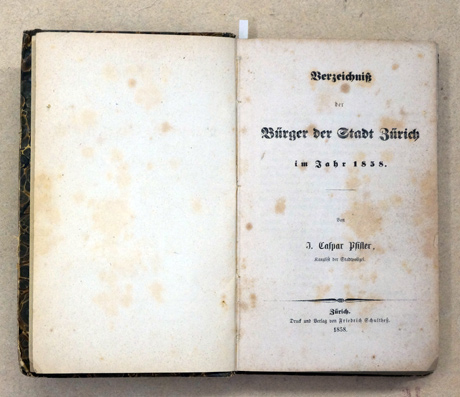 Verzeichnis der Bürger der Stadt Zürich im Jahr 1858