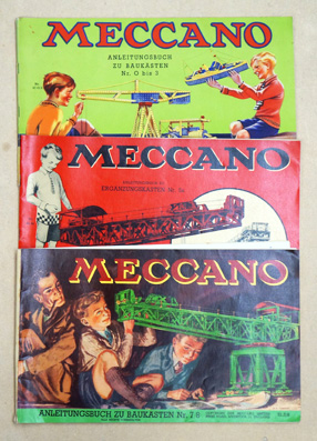 Meccano - Anleitungsbuch zu Baukästen Nr 0 bis 3; Ergänzungskasten Nr. 5a; 7/8 (3 Hefte)
