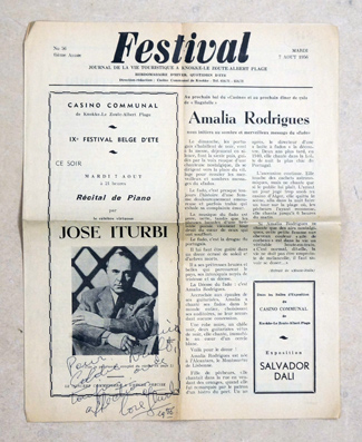 Festival- Journal de la touristique a Knokke.Le Zoute -Albert Plage, Mardi 7 aout., 1956