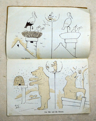 Illustrationen zu Lesestücken für Wandtafel-Skizzen auch zum Zeichnen für die Schüler.