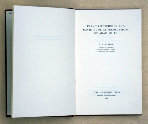 Francis Hutcheson and David Hume as predecessors od Adam Smith
