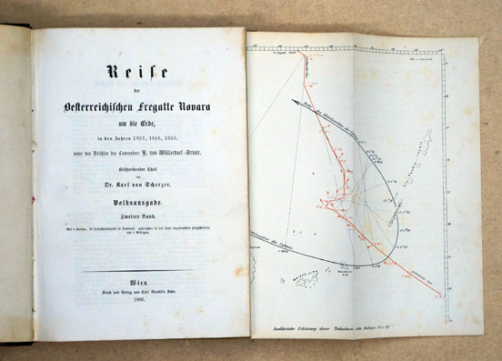 Reise der oesterreichischen Fregatte Novara um die Erde in den Jahren 1857,1858, 1859, unter den Befehlen des Commodore B. von Wüllerstorf-Urbair. nur 2. Bd.