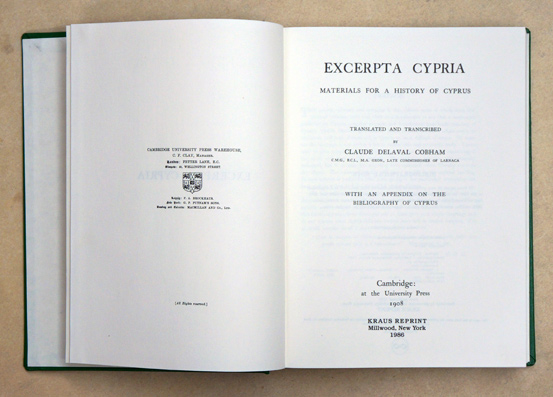 Excerpta Cypria. Materials for a history of Cyprus.