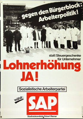 Plakat - Lohnerhöhung Ja. Statt Steuergeschenke für Unternehmer. Gegen den Bürgerblock.